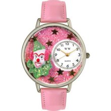 Whimsical Watches Silver Steel Whims-U0210009 Unisex U0210009 Pink Glitter Clown Pink Leather Watch