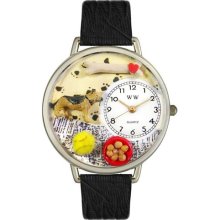 Whimsical Watches Silver Steel Whims-U0130040 Unisex U0130040 German Shepherd Black Skin Leather Watch