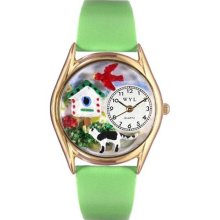 Whimsical Womens Birdhouse Cat Black Leather And Goldtone Watch # ...