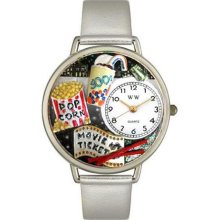 Whimsical Women's Movie Lover Theme Silver Leather Strap Watch