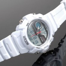 White Ak Sport Digital Mens Womens Day Date Alarm Backlight Stop Wrist Watch