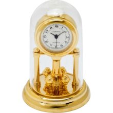 White Dial Gold Tone Stainless Steel Desk Clock ...