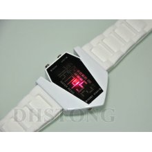 White Fighter Plane Oversized Stylish Cool Led Digital Sports Mens Wrist Watch