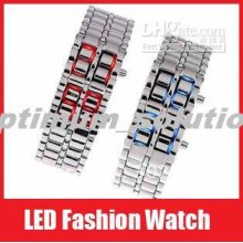 Wholesale Fashion Led Digital Watch Red &blue Led Metal Lava Sty