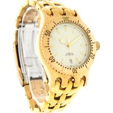 Wittnauer Odyssey Mens Ivory Dial Gold Tone Swiss Quartz Watch W6207100 *