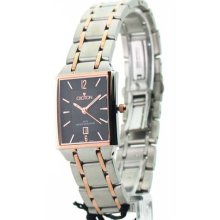 Womens Croton Steel Ultra Thin Two Tone Date Watch CN207247TTRG