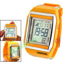 Women's Daily Sports LCD Digital Alarm Wrist Watch Yellow