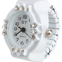 Women's Fish-Shaped Style Alloy Analog Quartz Ring Watch (White)