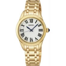 Women's Gold Tone Stainless Steel Case and Bracelet Dress Watch Silver