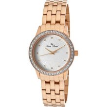 Women's Monte Velan White Austrian Crystal Silver Textured Dial R ...