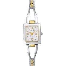 Womens Stainless & Gold-Tone Caravelle by Bulova - Silver Dial 45L92