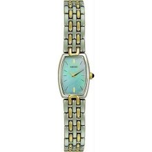 Women's Two Tone Stainless Steel Dress Blue Mother Of Pearl Dial