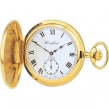 Woodford Half Hunter Swiss Jewel Mechanical Pocket Watch - Gold
