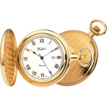 Woodford Quartz Full-Hunter Pocket Watch, 1210, Men's Gold-Plated With Chain (Suitable For Engraving)