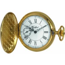 Woodford Swiss-Made Mechanical Full-Hunter Pocket Watch, 1057, Men's Deep Gold-Plated Separate Second-Hand Dial With Chain (Suitable For Engraving)