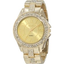 Xoxo Women's Rhinestone Accent Gold-tone Analog Bracelet Watch