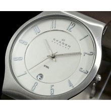 100% Authentic skagen Men's 233xxlsl Brown Leather Watch
