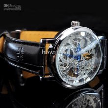 10pcs Hollow Out Dial Face Luxury Mechanical Watch Men Steel Case Le