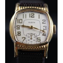 1933 Men's Vintage Elgin Barrel Watch with Fancy Lugs