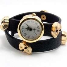 2013 Punk Gp Skull Dial Number Leather Strap Wrist Quartz Watch 8 Colors