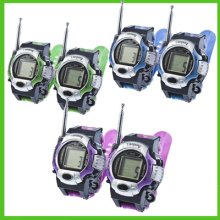 2pc Portable Analog Digital Wrist Watch Walkie Talkie Toy For Children Kids Gift