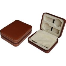 4 Piece Tan Leatherette Travel Watch Case Zippered Storage Organi ...
