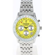400309DS Krug Baumen Air Traveller Yellow Dial Stainless Steel Strap