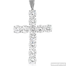 41.80 CTW Big Rocks Cubic Zirconia Cross Pendant Silver