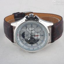 4pcs Pack Silver Dial Dark Red Leather Band Automatic Mechanical Wat