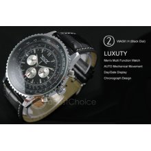 6 Hands Luxury Mens Auto Mechanical Multi Function Swiss Watch Chro Date Display