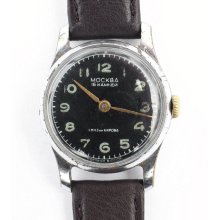 A RARE soviet Russian watch Moskva Moscow gender unisex wristwatch, black watch