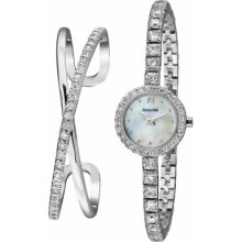 Accurist Lb1800 Ladies Gift Set Silver Tone Watch Rrp Â£250