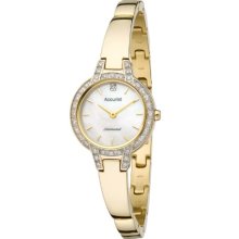 Accurist Pure Precision Women's Quartz Watch With Mother Of Pearl Dial Analogue Display And Gold Stainless Steel Plated Bangle Lb1584p