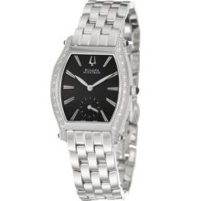 Accutron Saleya Diamond Bezel Black Dial Stainless Steel Ladies Watch 63r006