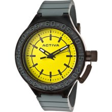 Activa Watches Men's Yellow Dial Grey Polyurethane Grey Polyurethane