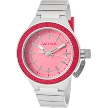 Activa Watches Women's Pink Dial Silver Polyurethane Silver Polyureth