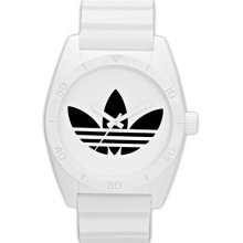 adidas Originals 'Santiago' Polyurethane Strap Watch White/ Black