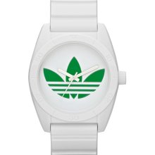 adidas Originals 'Santiago' Polyurethane Strap Watch White/ Green