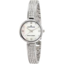 AK Anne Klein Women's 10-9787MPSV Swarovski Crystal Accented Silver Half Bangle Watch