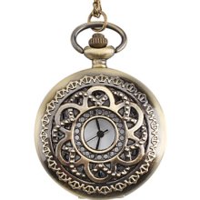 Alloy Women's Flower Analog Quartz Pocket Watch (Bronze)