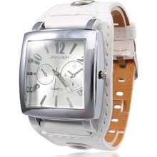 Analog Unisex PU Quartz Wrist Watch (White)