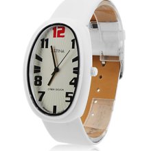 Analog Unisex PU Quartz Wrist Watch with Elliptical Case gz1014 (White)