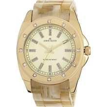 Anne Klein Swarovski Crystal Beige Horn Plastic Ladies Watch 10-