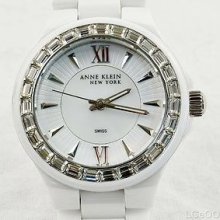 Anne Klein York 12/2075wmwb Ladie's Genuine White Ceramic Crystal Watch