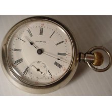 Antique 1899 Waltham 15 Jewels Sterling Silver Pocket Watch 18 Sz Lever Set 6oz