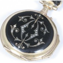 Antique Ladies 18k Gold Enamel Diamond Watch Pendant Tiffany Alphonse Fouquet