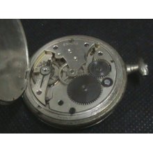 Antique Movement Pocket Watch For Repair Or Parts Zerma Enamel Dial Lady Case