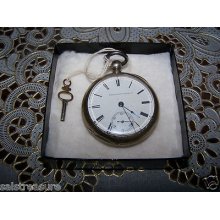 Antique1867 H.h. Taylor Elgin Pocket Watch Sterling Silver 18s17 Jewel Adjusted