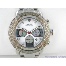 Aqua Master Diamond Large Mens Watch Chronograph White Dial Stainless Steel