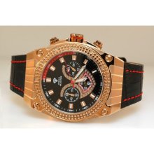 Aqua Master Yellow Gold Mens Diamond Watch Red Accent Dial